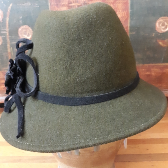 Gabriel Amar for Frank Olive Wool Felt Olive & Black Hat--FINAL PRICE - Picture 3 of 6